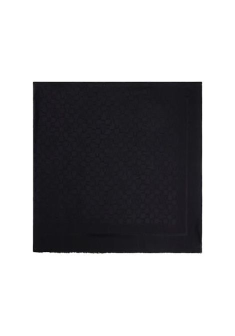 Sciarpa ELISABETTA FRANCHI donna SC10F56 Nera bordi sfrangiati motivo all over logo quadrato ELISABETTA FRANCHI | Sciarpe | SC10F56110